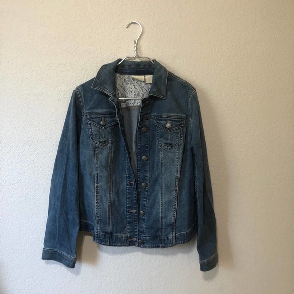 Chico's Jackets & Blazers - Chico's Blue Denim Jean Jacket with Lace Yoke